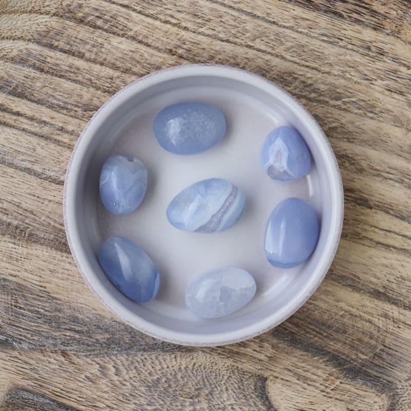 Blue lace chalcedony tumbled stone