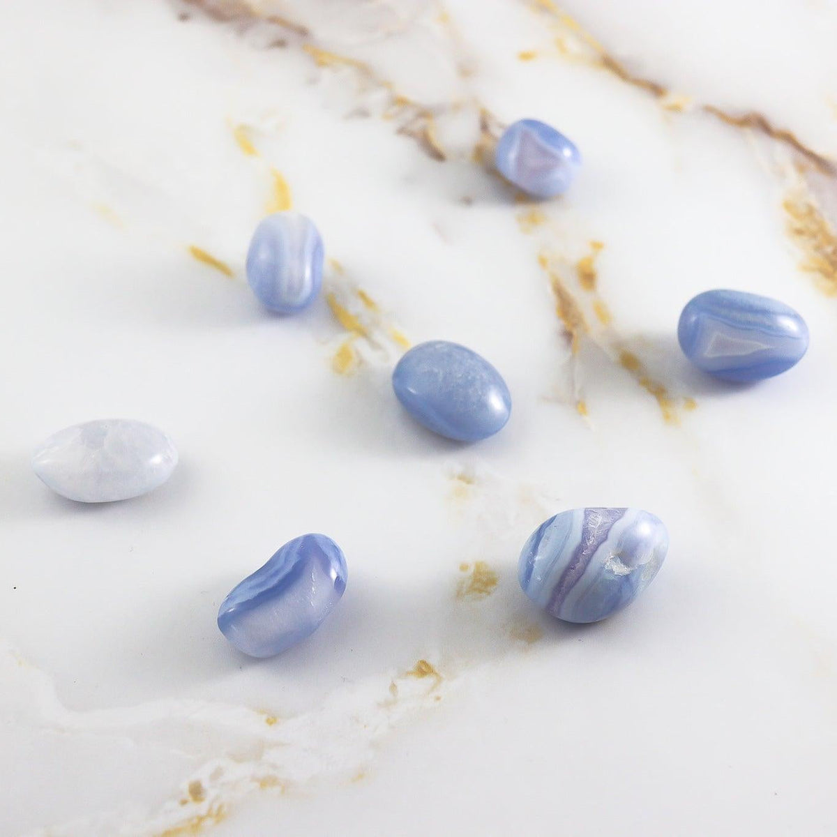Blue lace chalcedony tumbled stone