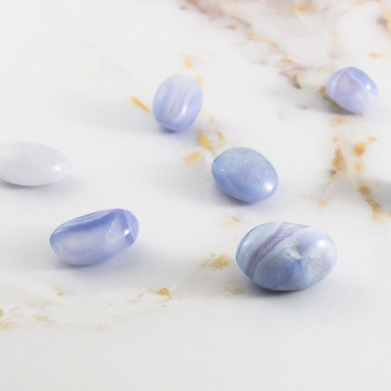 Blue lace chalcedony tumbled stone