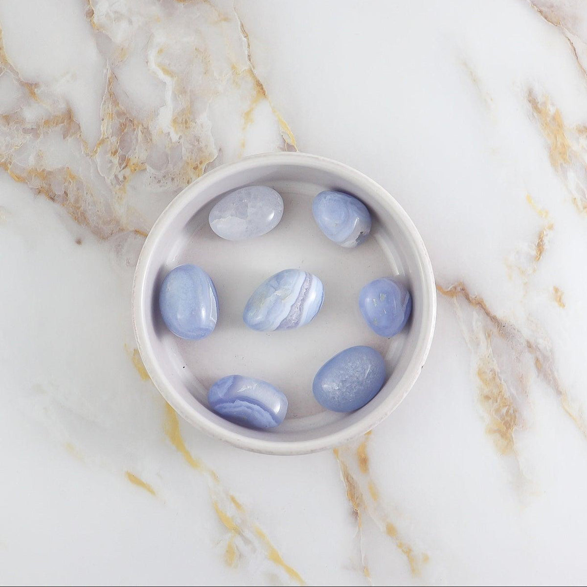 Blue lace chalcedony tumbled stone